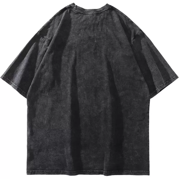 Aelfric Eden Mens Vintage Oversized Tee Shirts Doggy Graphic Print Crewneck Crop Tops Streetwear Cotton Short SleeveBlack19