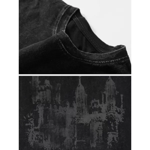Aelfric Eden Mens Vintage Oversized Tee Shirts Doggy Graphic Print Crewneck Crop Tops Streetwear Cotton Short SleeveW018black