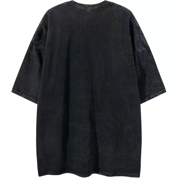 Aelfric Eden Mens Vintage Oversized Tee Shirts Doggy Graphic Print Crewneck Crop Tops Streetwear Cotton Short SleeveW018black