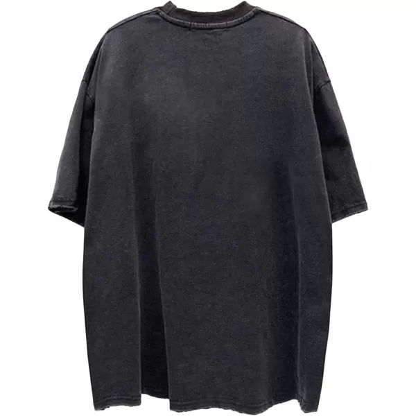 Aelfric Eden Mens Vintage Oversized Tee Shirts Doggy Graphic Print Crewneck Crop Tops Streetwear Cotton Short SleeveW09black