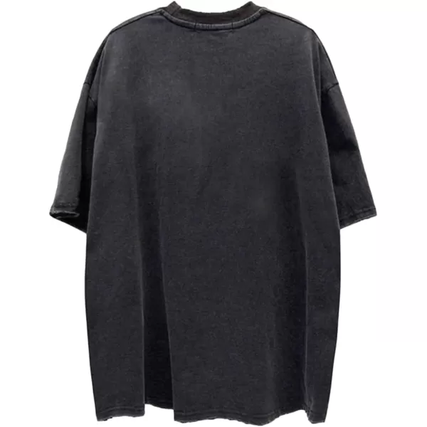 Aelfric Eden Mens Vintage Oversized Tee Shirts Doggy Graphic Print Crewneck Crop Tops Streetwear Cotton Short SleeveW10black