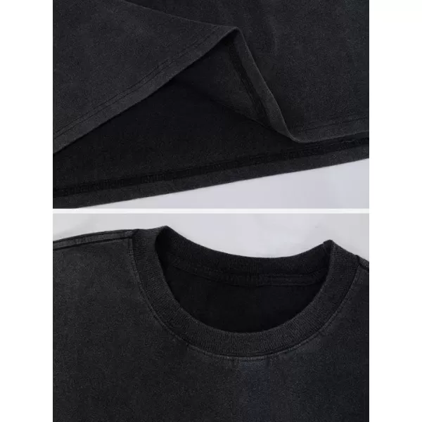 Aelfric Eden Mens Vintage Oversized Tee Shirts Doggy Graphic Print Crewneck Crop Tops Streetwear Cotton Short SleeveW10black