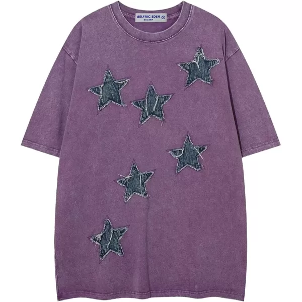 Aelfric Eden Oversized Tees Men 90s Vintage Graphic Shirts Summer Streetwear Casual TShirts136purple