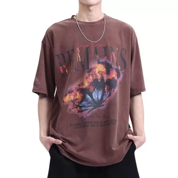 Aelfric Eden Butterfly Graphic Tees Y2k Mens Oversized T Shirts Women Vintage Streetwear Shirts Aesthetic Shirts31brown