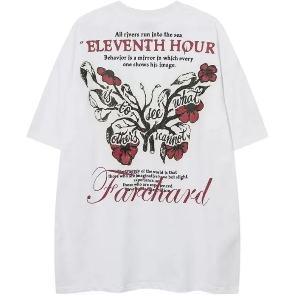 Aelfric Eden Butterfly Graphic Tees Y2k Mens Oversized T Shirts Women Vintage Streetwear Shirts Aesthetic Shirts36white