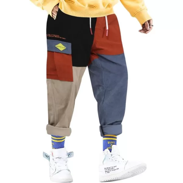 Aelfric Eden Mens Cargo Pants Patchwork MultiPockets Outdoor Fashion Casual Jogger Pants Streetwear with Drawstring02muticolor