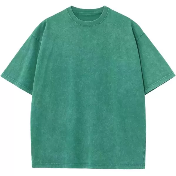 Aelfric Eden Mens Cotton Wash Solid TShirts Oversized Unisex Short Sleeve Streetwear Rap Hip Hop Basic Tee TopsX03green