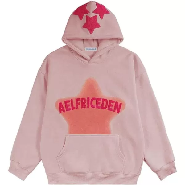 Aelfric Eden Mens Graphic Oversized Hoodie Cartoon Character Print Streetwear Casual hoodies y2k Hooded SweatshirtBb04pink