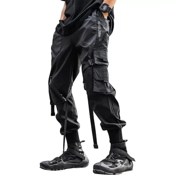 Aelfric Eden Mens Joggers Pants Long MultiPockets Outdoor Fashion Casual Jogging Cool Pant with Drawstring28black