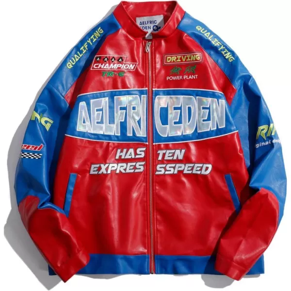 Aelfric Eden Mens Motorcycle Jacket Blackair Moto Varsity Baseball Jacket Women Vintage CoatsBa5color Blocking amp Redblue