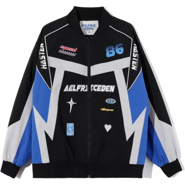Aelfric Eden Mens Motorcycle Jacket Blackair Moto Varsity Baseball Jacket Women Vintage CoatsBa6color Blocking amp Black
