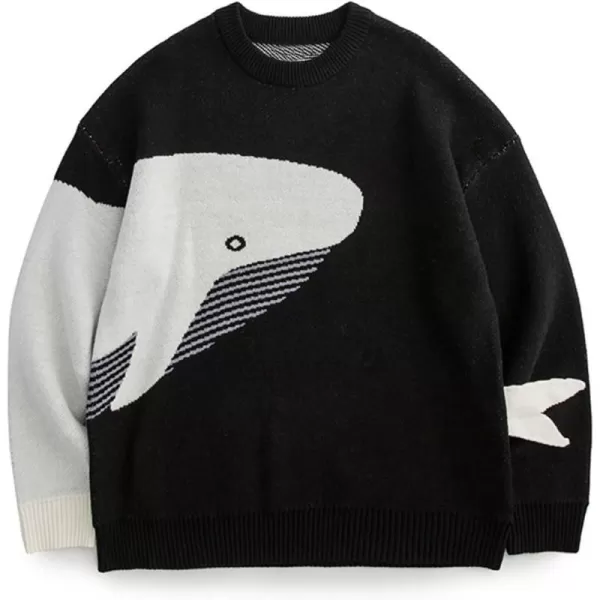 Aelfric Eden Mens Oversized Dinosaur Knit Sweater Vintage Cartoon Pullover Sweater Long Sleeve Christmas Sweater03a04black