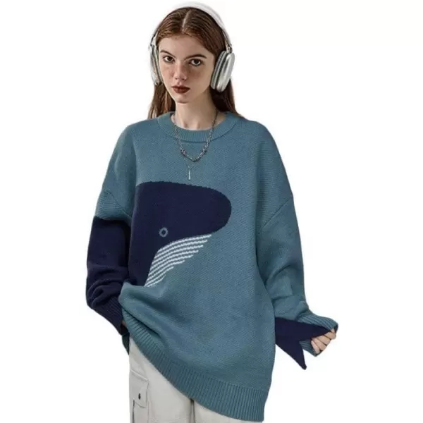 Aelfric Eden Mens Oversized Dinosaur Knit Sweater Vintage Cartoon Pullover Sweater Long Sleeve Christmas Sweater04green