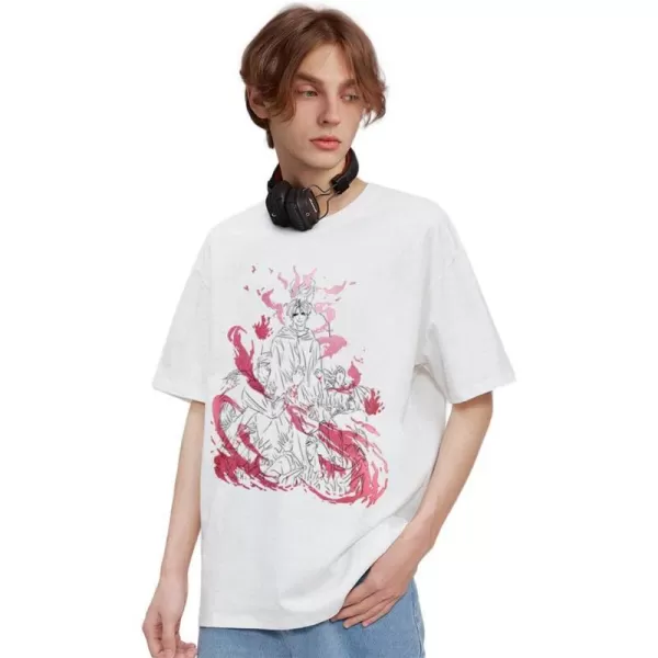 Aelfric Eden Mens Oversized Japanese Harajuku Anime Shirt Unisex Printed Cool TeeA10white