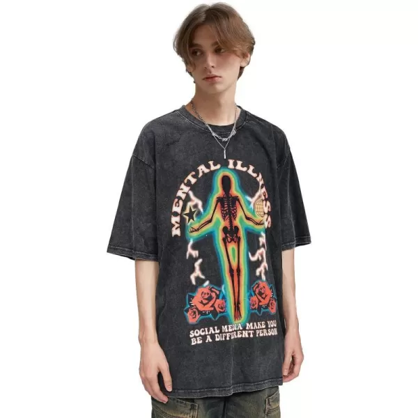 Aelfric Eden Mens Oversized Japanese Harajuku Anime Shirt Unisex Printed Cool TeeA3black