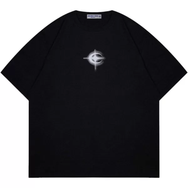 Aelfric Eden Mens Vintage Oversized Tee Shirts Doggy Graphic Print Crewneck Crop Tops Streetwear Cotton Short Sleeve02black