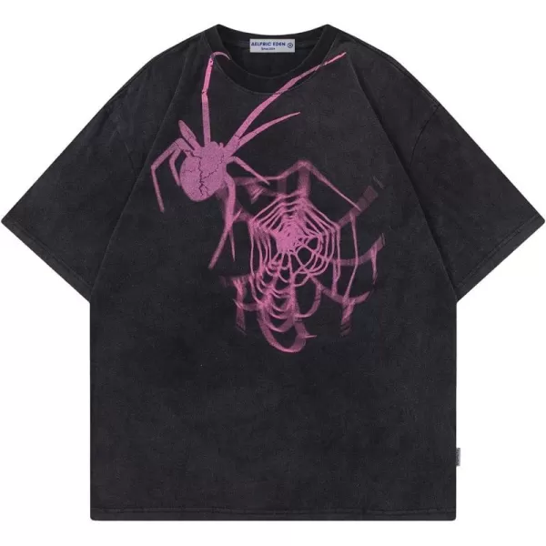 Aelfric Eden Mens Vintage Oversized Tee Shirts Doggy Graphic Print Crewneck Crop Tops Streetwear Cotton Short Sleeve1325black