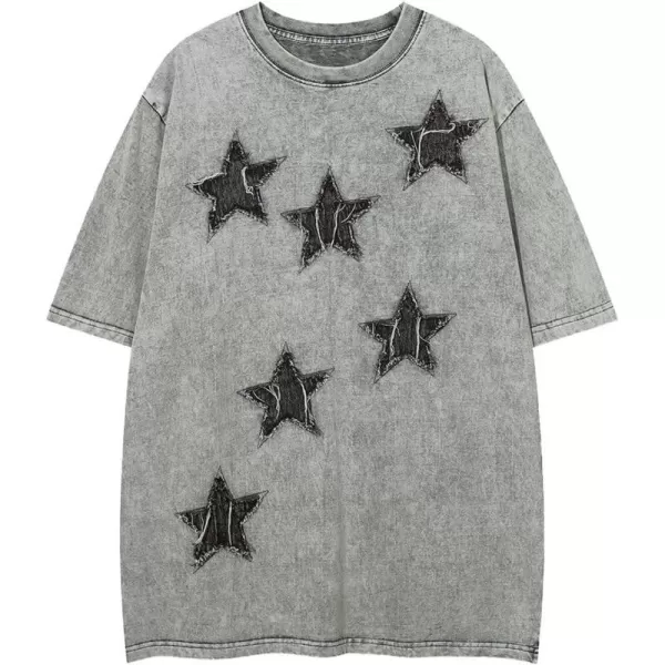 Aelfric Eden Mens Vintage Oversized Tee Shirts Doggy Graphic Print Crewneck Crop Tops Streetwear Cotton Short Sleeve58grey