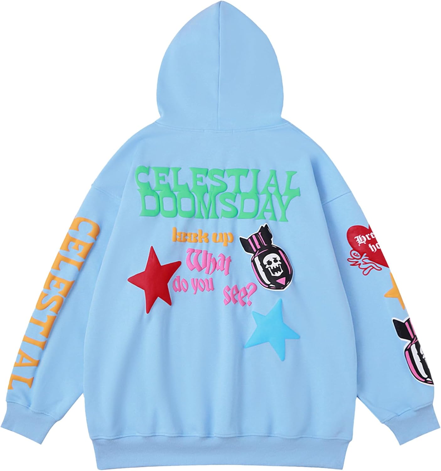 Aelfric Eden Graphic Hoodies for Women Vintage Printed Hoodie Sweatshirt Y2K Oversized Long Sleeve with PocketBlue