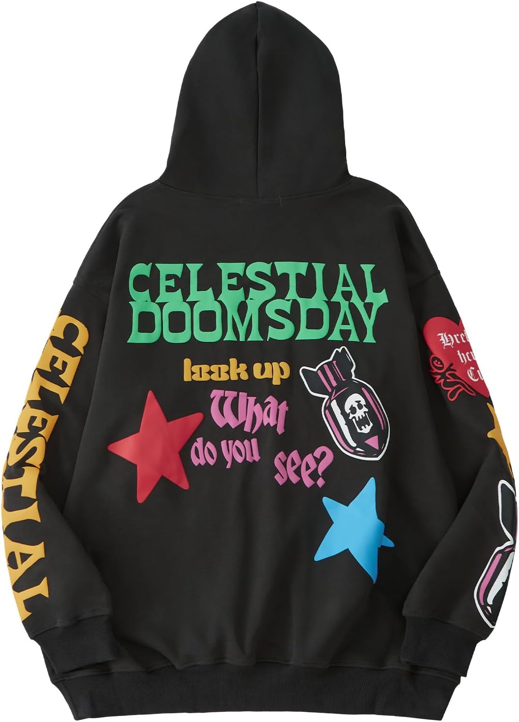 Aelfric Eden Graphic Hoodies for Women Vintage Printed Hoodie Sweatshirt Y2K Oversized Long Sleeve with PocketDark Grey