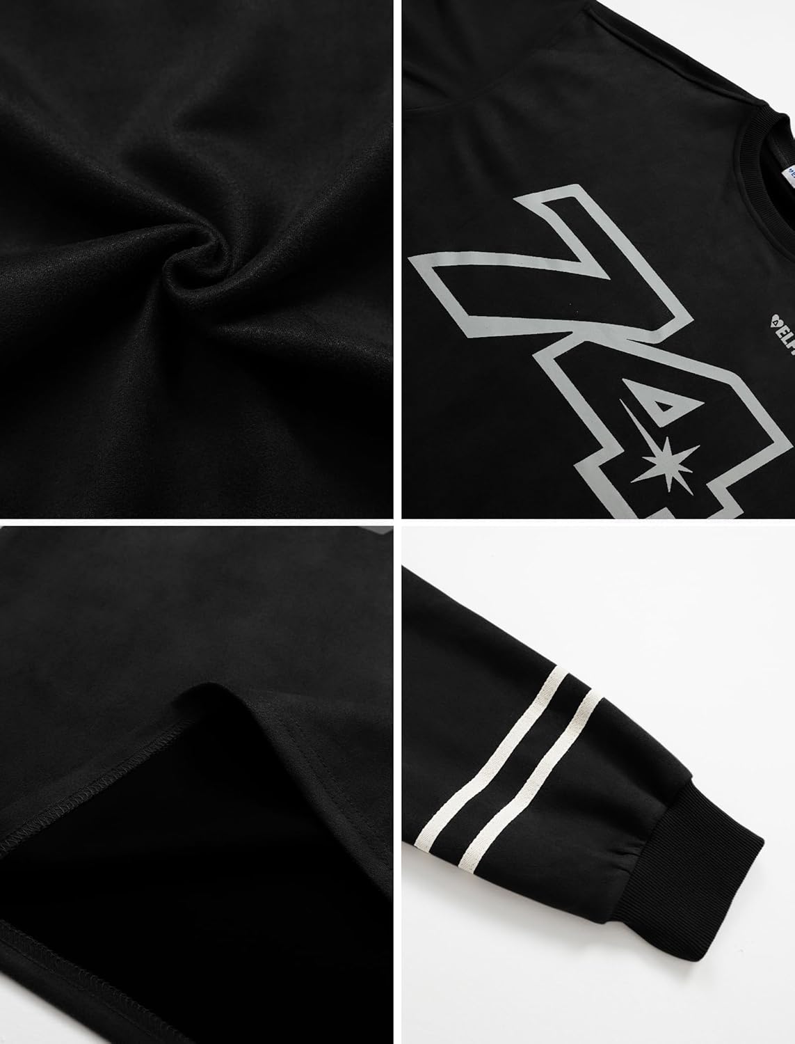 Aelfric Eden Oversized Crewneck Sweatshirts for Men Vintage Graphic Pullover Loose Fit Streetwear Long Sleeve Top02black