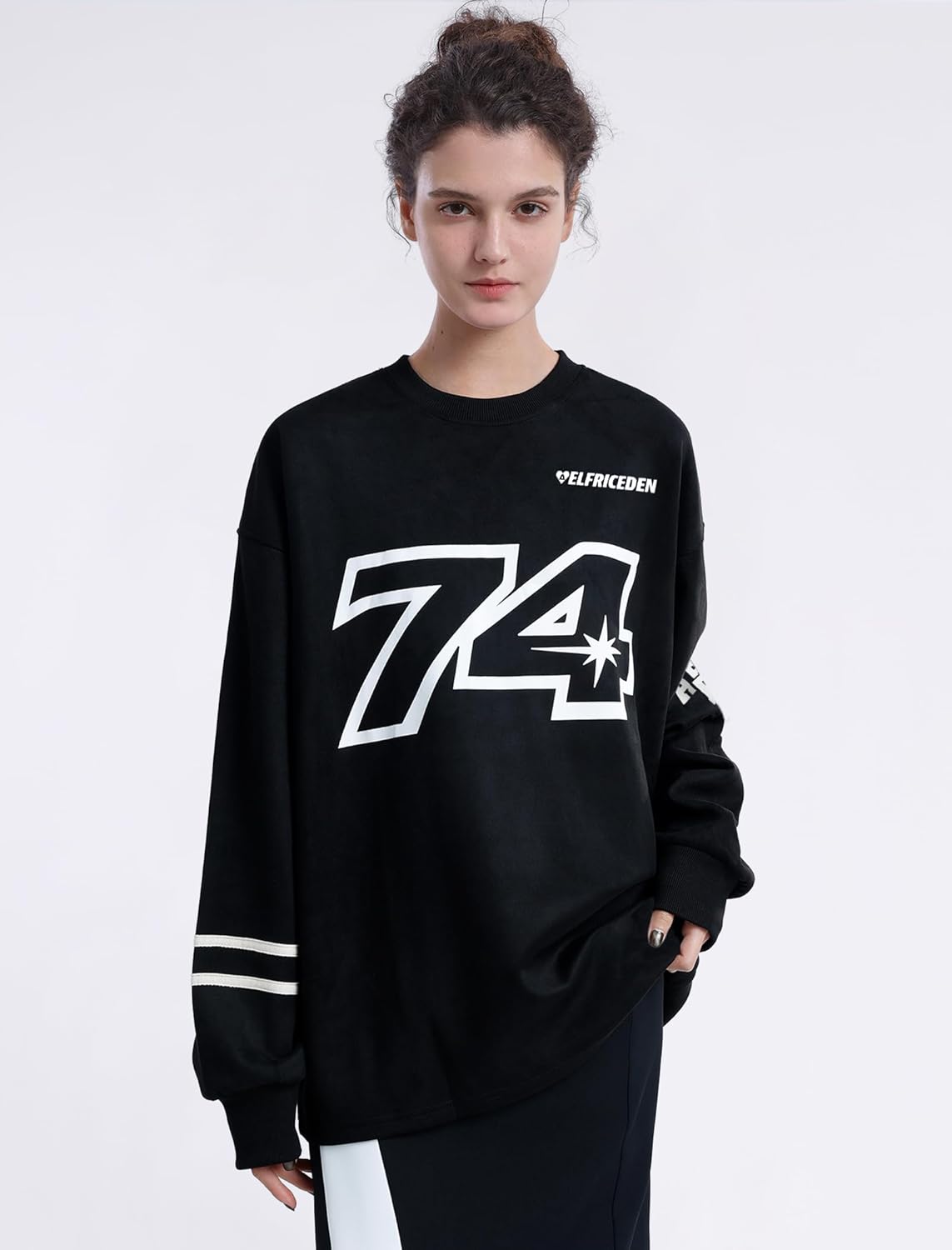 Aelfric Eden Oversized Crewneck Sweatshirts for Men Vintage Graphic Pullover Loose Fit Streetwear Long Sleeve Top02black