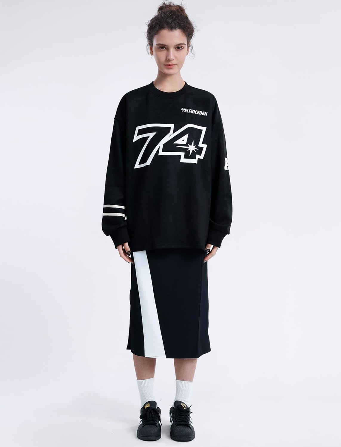 Aelfric Eden Oversized Crewneck Sweatshirts for Men Vintage Graphic Pullover Loose Fit Streetwear Long Sleeve Top02black