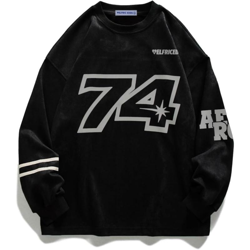 Aelfric Eden Oversized Crewneck Sweatshirts for Men Vintage Graphic Pullover Loose Fit Streetwear Long Sleeve Top02black