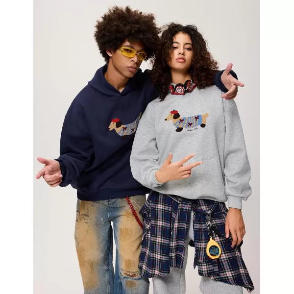 Aelfric Eden Cartoon Dog Hoodie Couple Hooded Sweatshirt Long Sleeve Pullover Oversized Hoodies 2024 Fall Outfits01 Grey