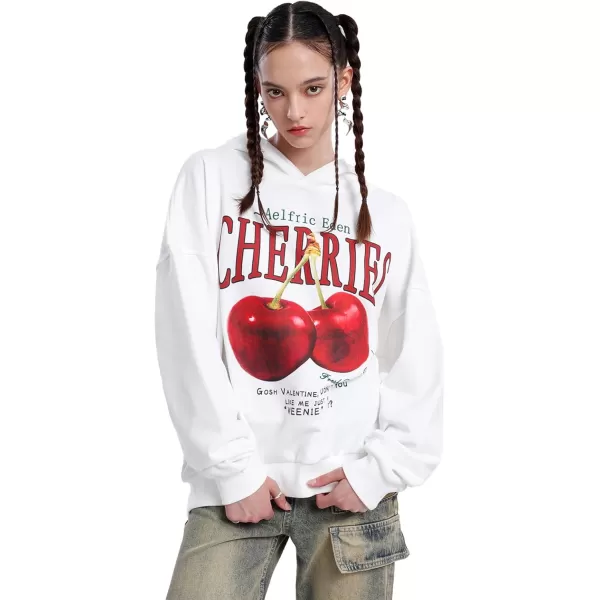 Aelfric Eden Cherry Graphic Hoodies Streetwear Hooded Sweatshirt Pullover Hip Hop Fashion Hoodies Unisex1white