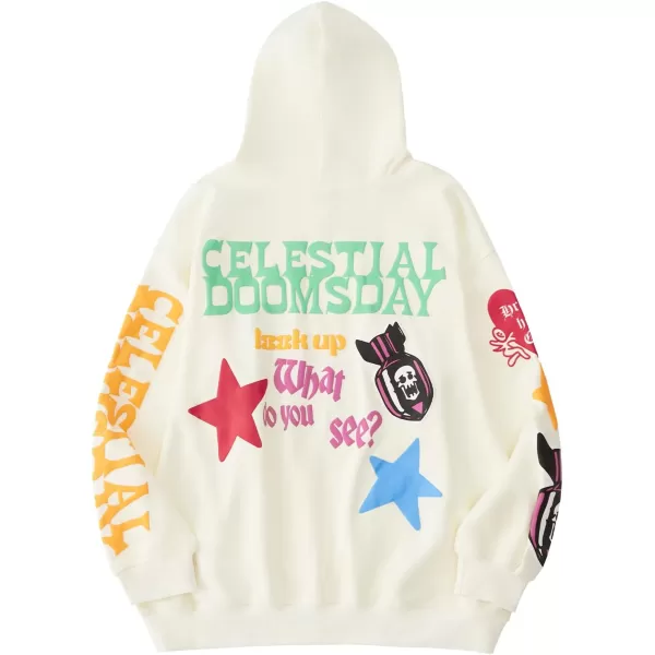 Aelfric Eden Graphic Hoodies for Women Vintage Printed Hoodie Sweatshirt Y2K Oversized Long Sleeve with PocketApricot