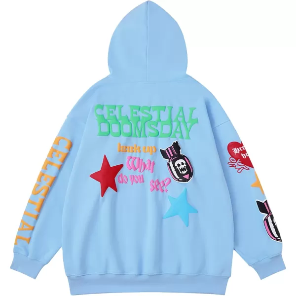 Aelfric Eden Graphic Hoodies for Women Vintage Printed Hoodie Sweatshirt Y2K Oversized Long Sleeve with PocketBlue