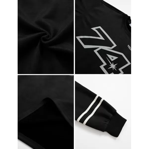 Aelfric Eden Oversized Crewneck Sweatshirts for Men Vintage Graphic Pullover Loose Fit Streetwear Long Sleeve Top02black