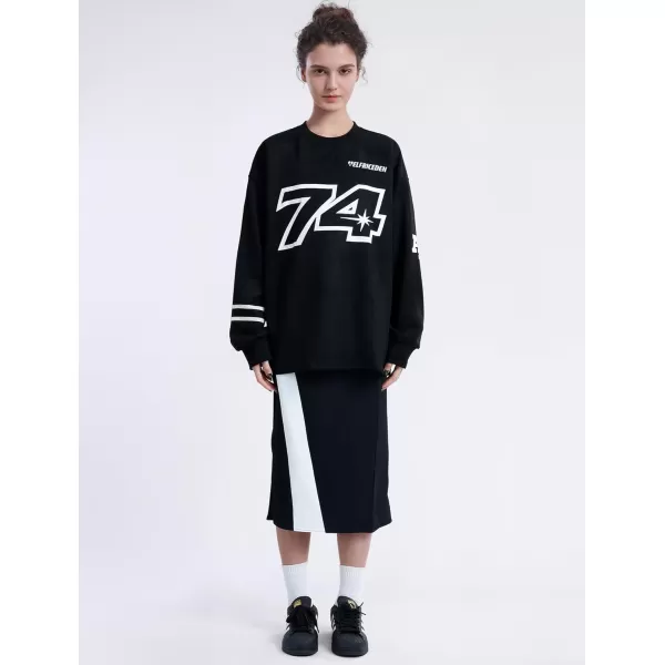 Aelfric Eden Oversized Crewneck Sweatshirts for Men Vintage Graphic Pullover Loose Fit Streetwear Long Sleeve Top02black