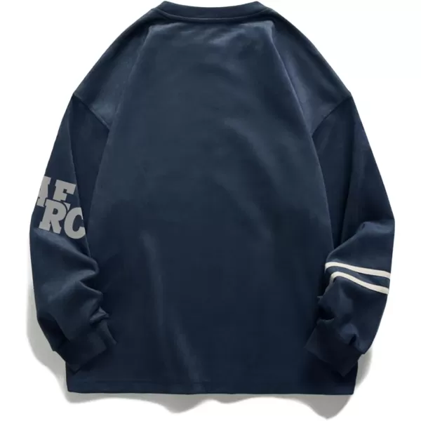 Aelfric Eden Oversized Crewneck Sweatshirts for Men Vintage Graphic Pullover Loose Fit Streetwear Long Sleeve TopBlue