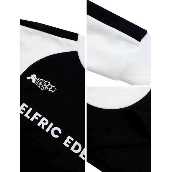 Aelfric Eden Oversized Graphic Sweatshirt for Women Contrast Color Crewneck Long Sleeve Tops Casual PulloverBlack