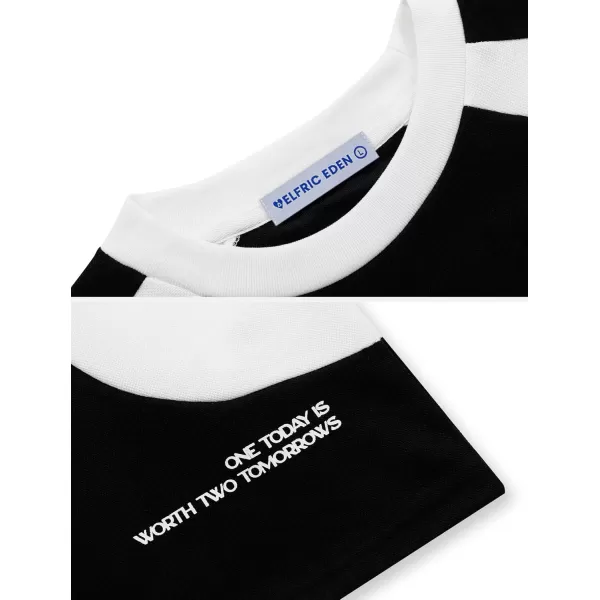 Aelfric Eden Oversized Graphic Sweatshirt for Women Contrast Color Crewneck Long Sleeve Tops Casual PulloverBlack