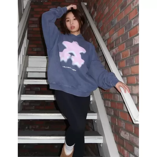 Aelfric Eden Oversized Hoodie Heavyweight Vintage Streetwear Star Graphic Hoodies Pullover with PocketsPurple