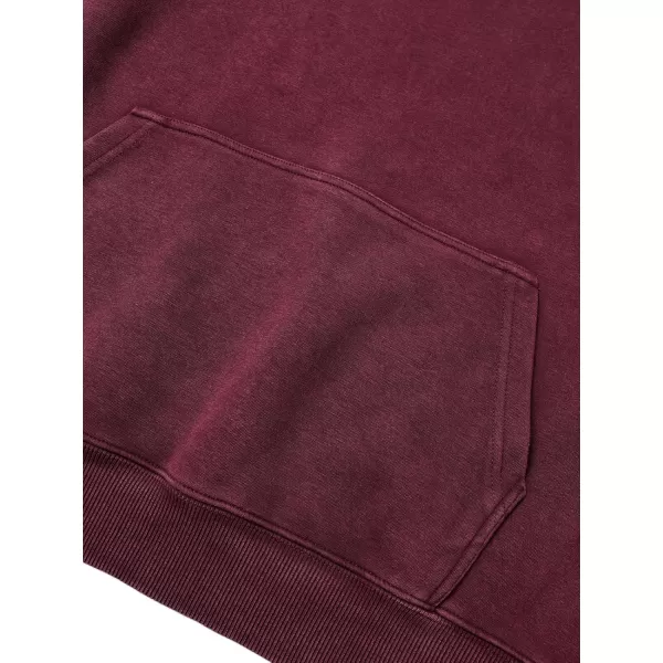 Aelfric Eden Washed Hoodie Oversized Vintage Hoodies Unisex Streetwear Solid Hooded Sweatshirt with PocketBurgundy