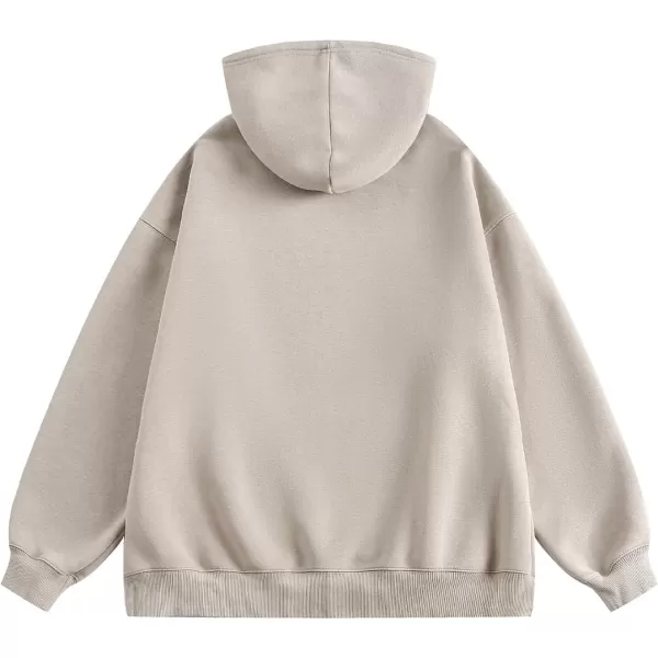 Aelfric Eden Washed Hoodie Oversized Vintage Hoodies Unisex Streetwear Solid Hooded Sweatshirt with PocketKhaki