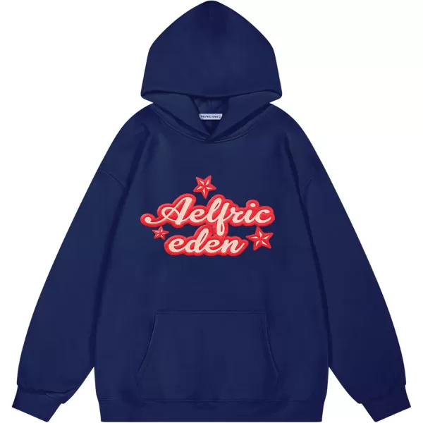 Aelfric Eden Womens Oversized Star Graphic Hoodies Fashion Long Sleeve Hoodie Pullover Hooded Sweatshirt Unisex01navyblue