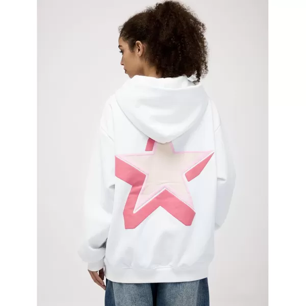 Aelfric Eden Womens Oversized Star Graphic Hoodies Fashion Long Sleeve Hoodie Pullover Hooded Sweatshirt Unisex01white