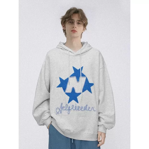 Aelfric Eden Y2k Hoodie Women Graphic Oversized Hoodies Star Embroidered Hoodied Sweatshirt Casual Vintage Pullover01grey