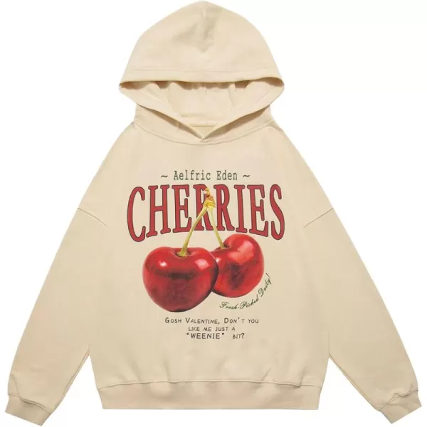 Aelfric Eden Cherry Graphic Hoodies Streetwear Hooded Sweatshirt Pullover Hip Hop Fashion Hoodies Unisex2apricot