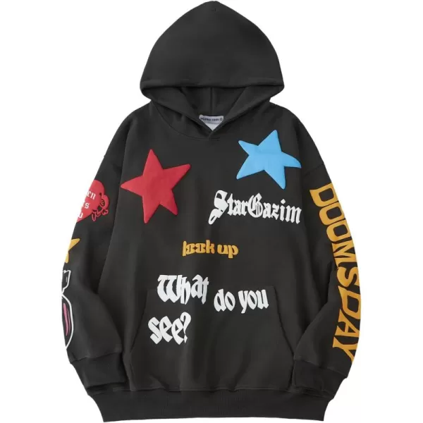 Aelfric Eden Graphic Hoodies for Women Vintage Printed Hoodie Sweatshirt Y2K Oversized Long Sleeve with PocketDark Grey