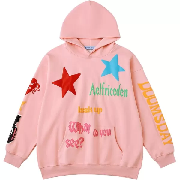 Aelfric Eden Graphic Hoodies for Women Vintage Printed Hoodie Sweatshirt Y2K Oversized Long Sleeve with PocketPink