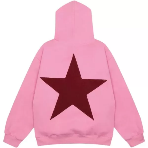 Aelfric Eden Mens Star Oversized Hoodie Print Streetwear Casual hoodies y2k Hooded Sweatshirt1410pink