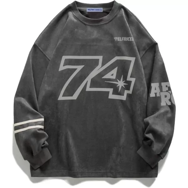 Aelfric Eden Oversized Crewneck Sweatshirts for Men Vintage Graphic Pullover Loose Fit Streetwear Long Sleeve TopGrey