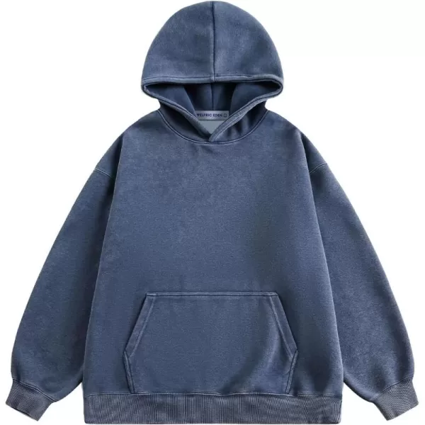 Aelfric Eden Washed Hoodie Oversized Vintage Hoodies Unisex Streetwear Solid Hooded Sweatshirt with PocketBlue