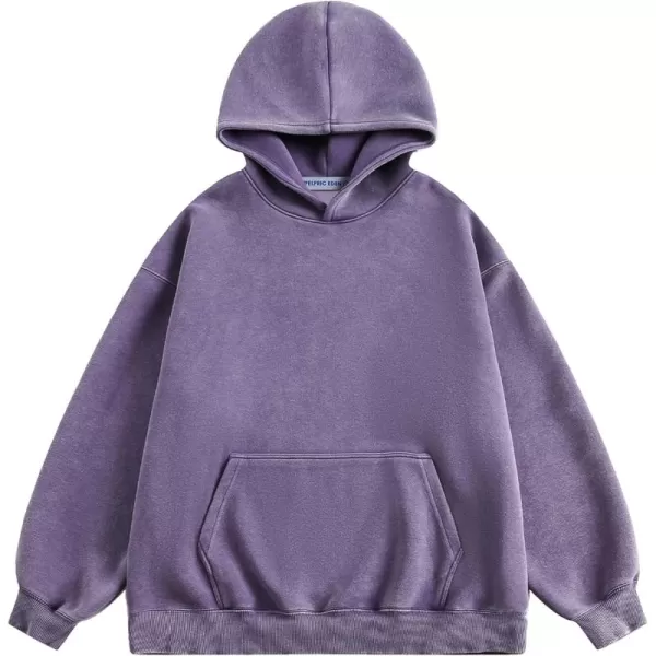 Aelfric Eden Washed Hoodie Oversized Vintage Hoodies Unisex Streetwear Solid Hooded Sweatshirt with PocketPurple